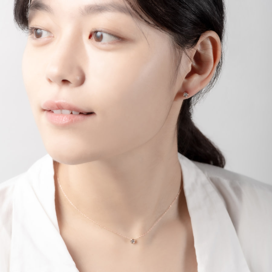 헤미스피어 귀걸이 14k 레드골드 0.1ct