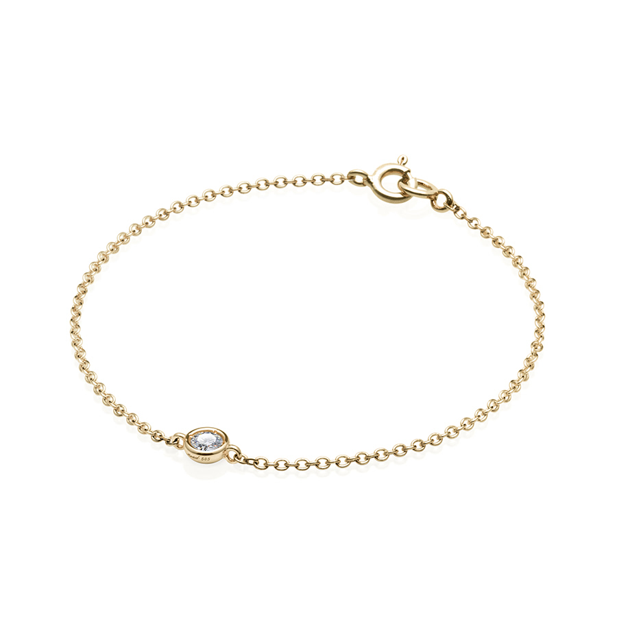 Hemisphere bracelet 14k gold CZ 0.14ct