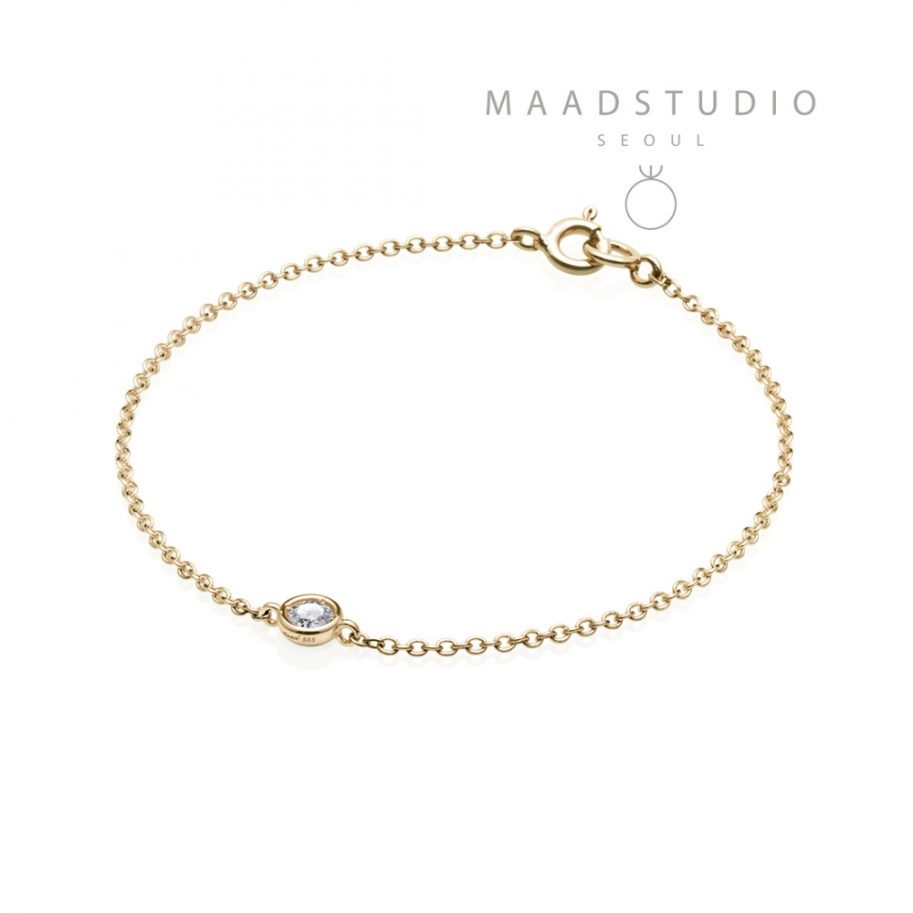 Hemisphere bracelet 14k gold CZ 0.14ct