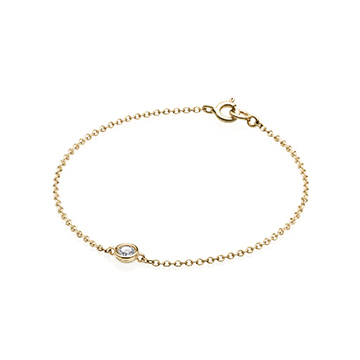 Hemisphere bracelet 14k gold CZ 0.14ct