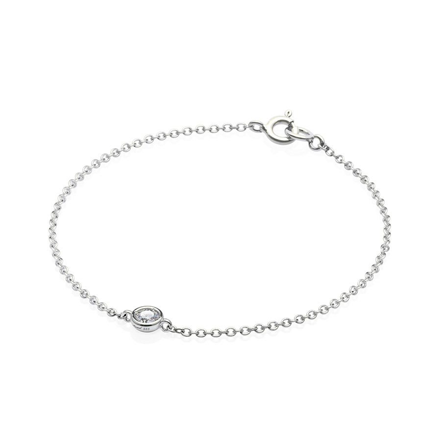 Hemisphere bracelet 14k White gold CZ 0.14ct