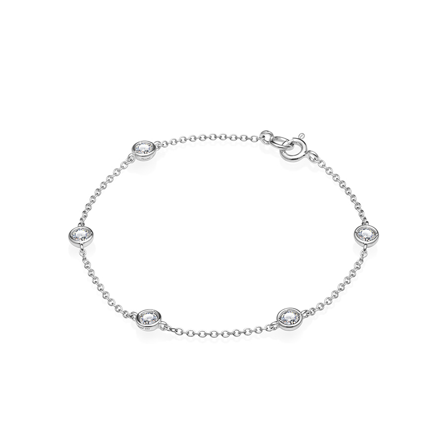 Hemisphere bracelet 14k White gold CZ 0.14ct