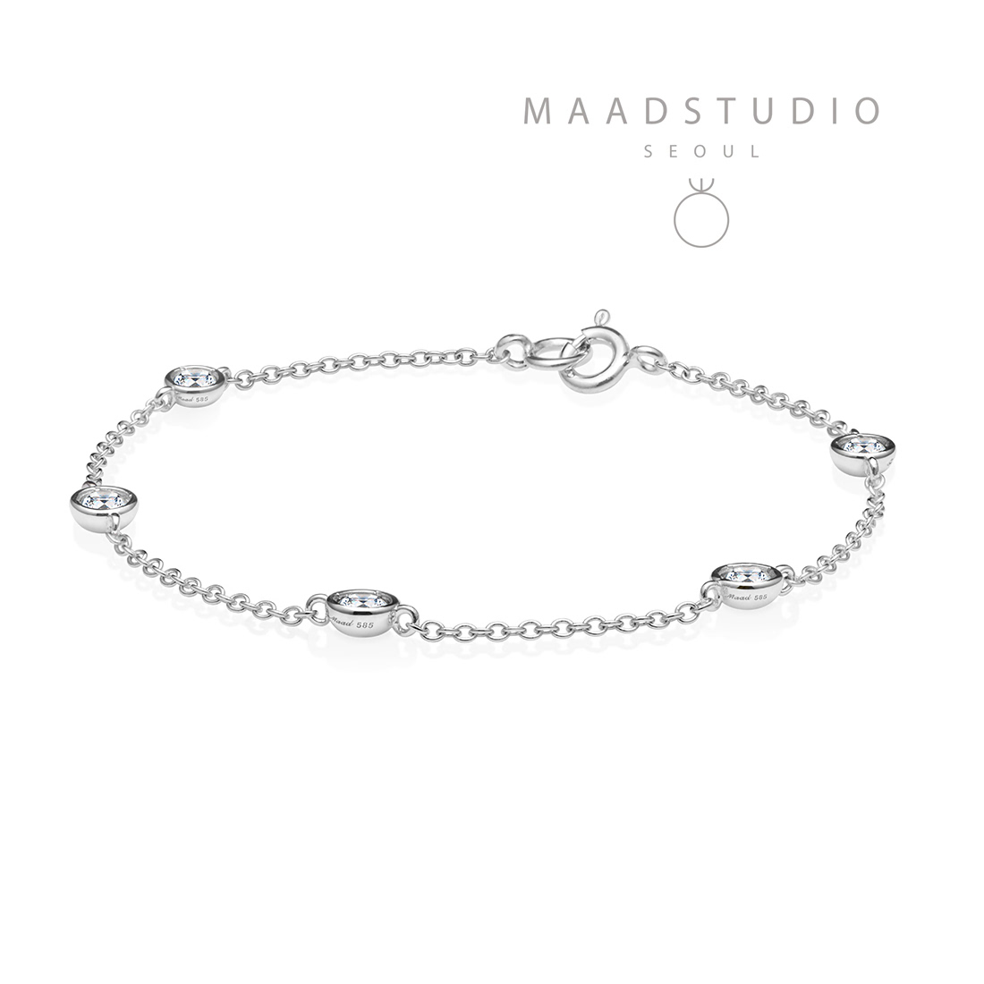 Hemisphere bracelet 14k White gold CZ 0.14ct