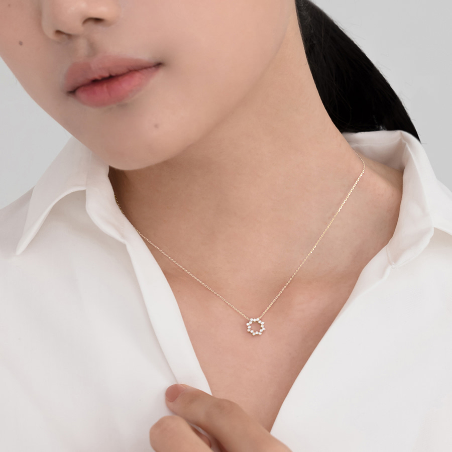 리스 목걸이 14k CZ