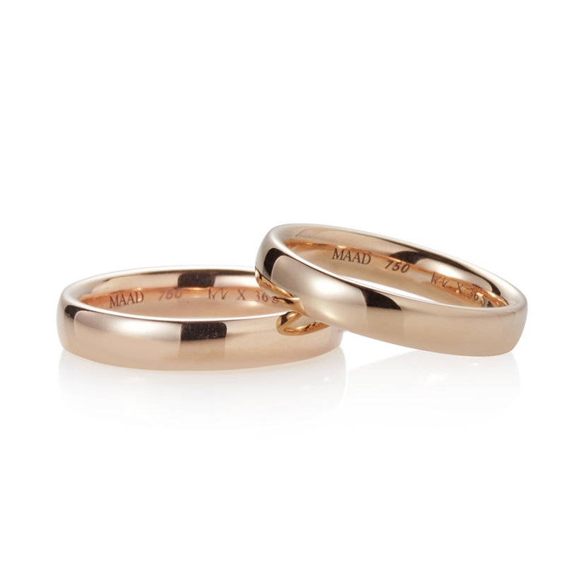 MR-X Flat oval band Set 3.6mm+3.6mm 14k Red gold