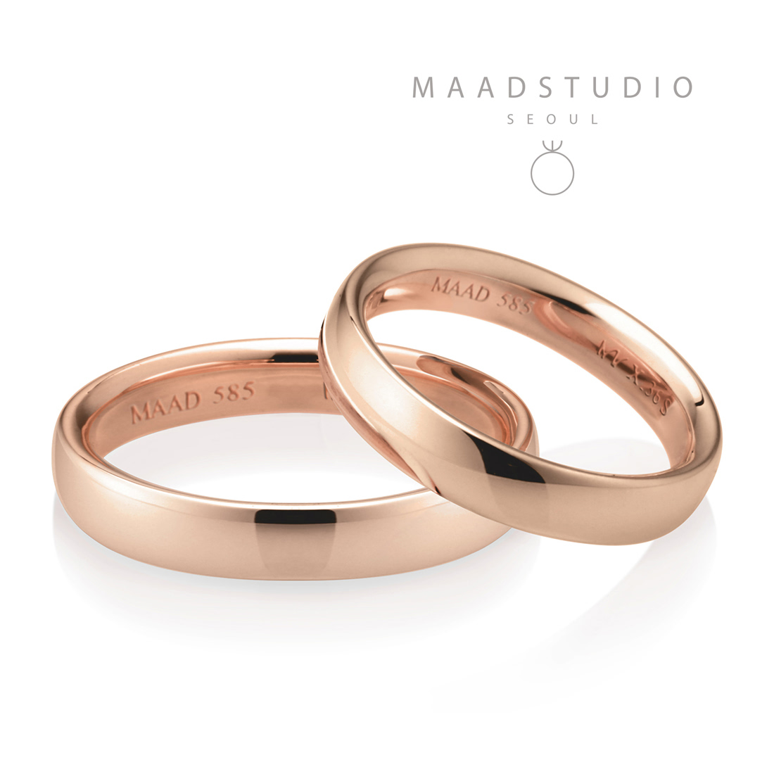 MR-X Flat oval band Set 3.6mm+3.6mm 14k Red gold