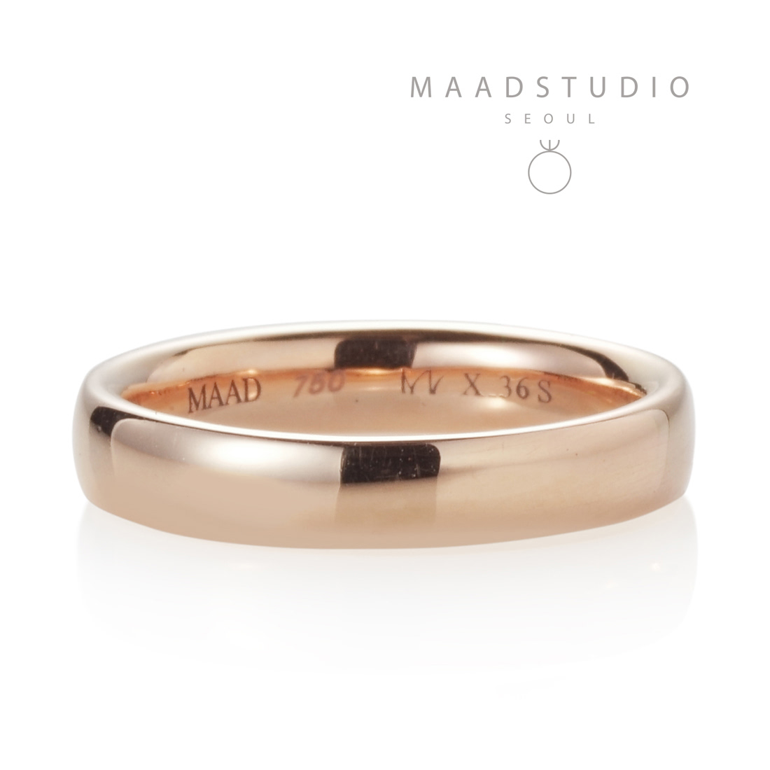 MR-X Flat oval band 3.6mm 14k Red gold