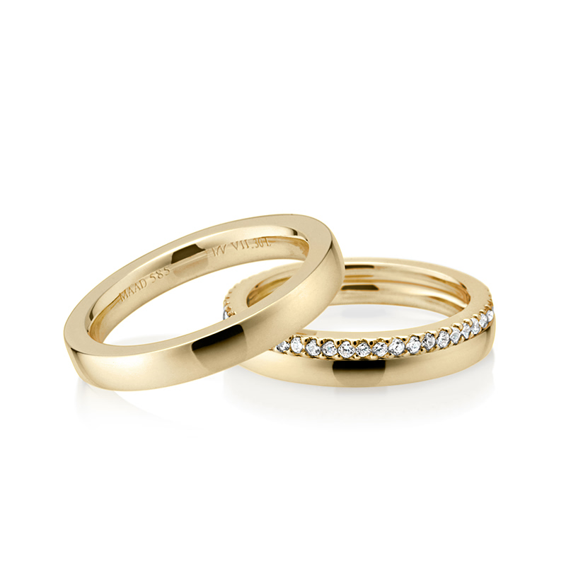 MR-VII Square Layerd wedding ring Set 3.0mm & S2.3mm & 1.5mm 14k gold CZ