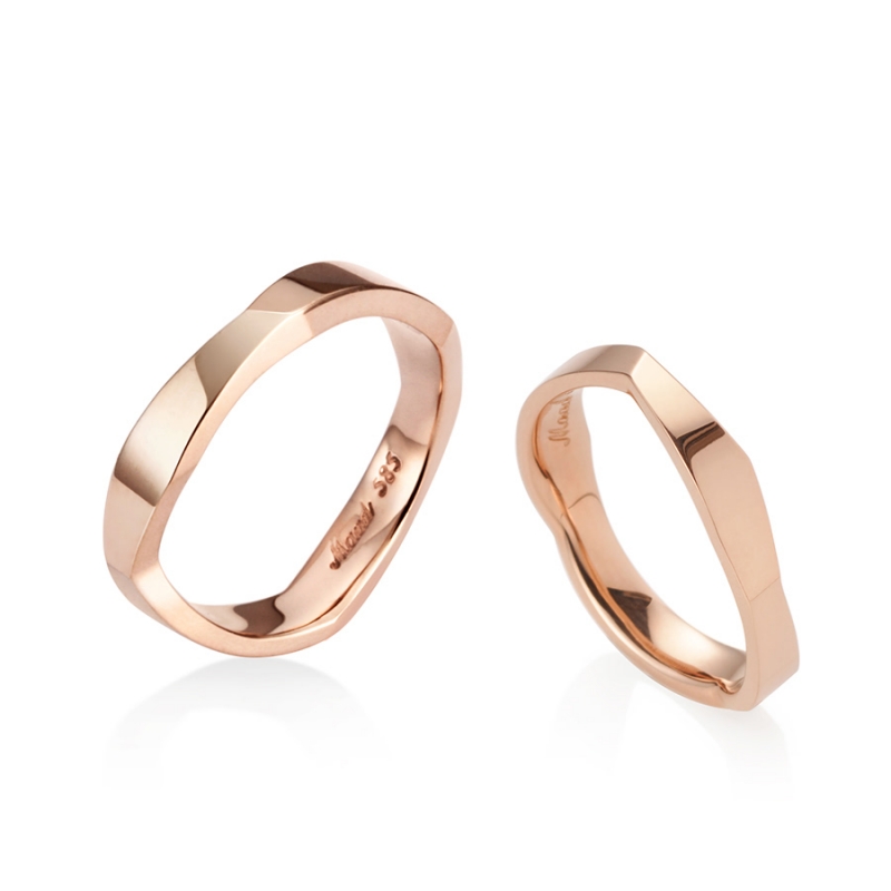 Twig wedding ring Set (M&S) 14k Red gold