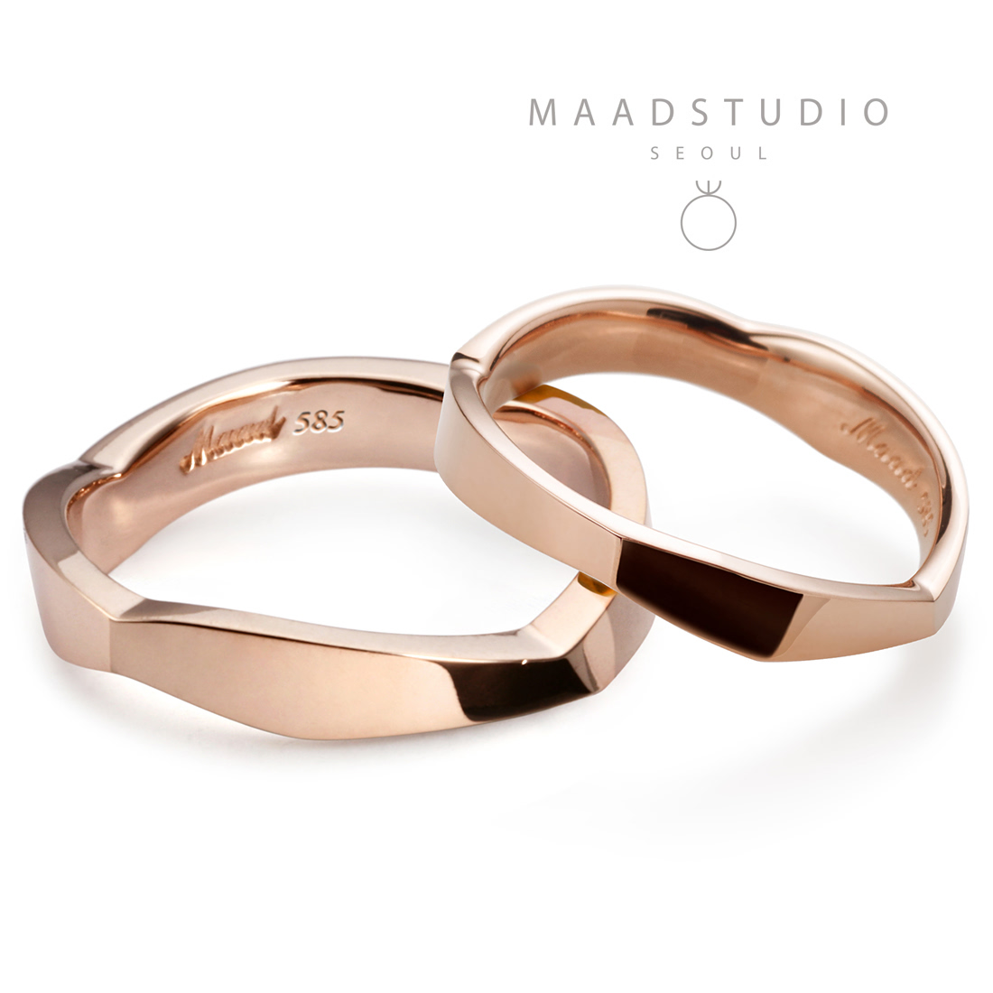 Twig wedding ring Set (M&S) 14k Red gold