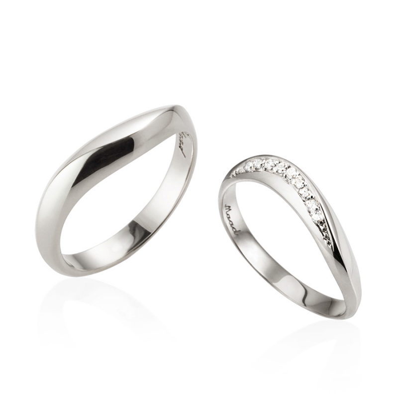 Lake wave couple ring Set (M&S) CZ Sterling silver