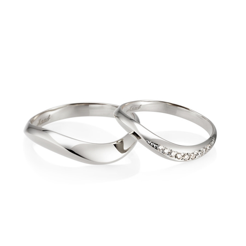 Lake wave couple ring Set (M&S) CZ Sterling silver