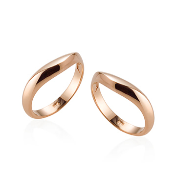 Lake wave wedding ring Set (M&M) 14k Red gold