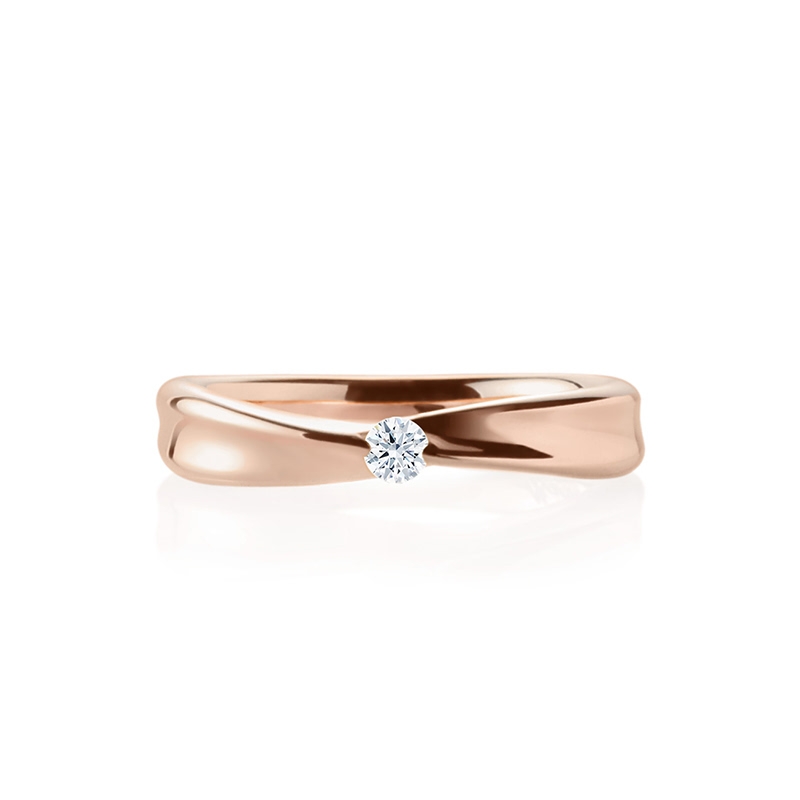 Infinity IV Solitaire ring (S) 14k Red gold CZ 0.1ct