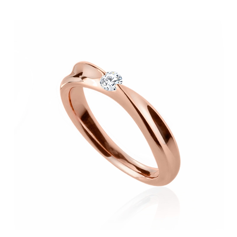 Infinity IV Solitaire ring (S) 14k Red gold CZ 0.1ct