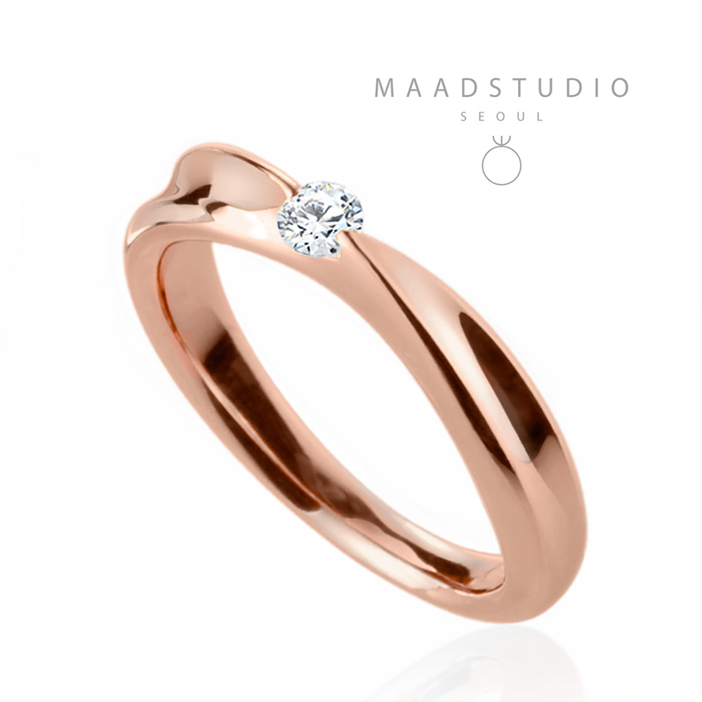 Infinity IV Solitaire ring (S) 14k Red gold CZ 0.1ct