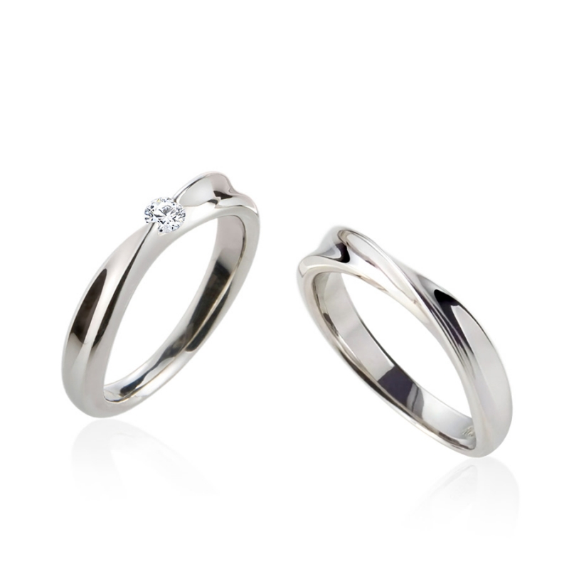 Infinity IV Solitaire & flat couple ring Set (S&S) CZ 0.1ct & flat Sterling silver