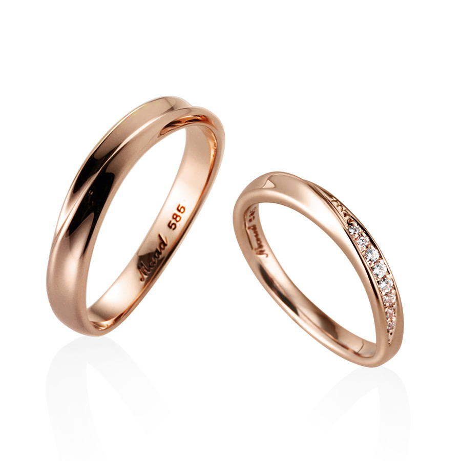 Infinity II wedding ring Set (S&SS) 14k Red gold CZ