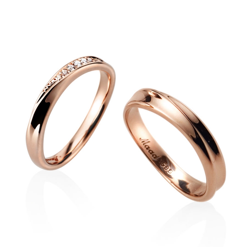 Infinity II wedding ring Set (S&SS) 14k Red gold CZ