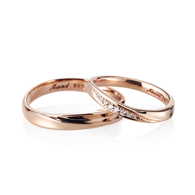 Infinity II wedding ring Set (S&SS) 14k Red gold CZ