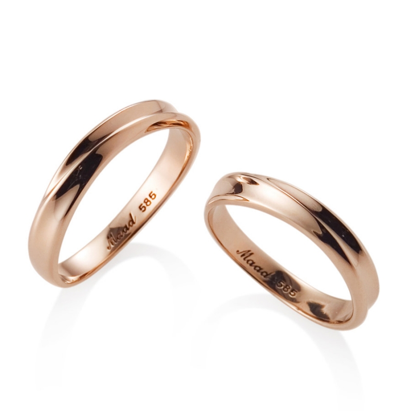 Infinity II wedding ring Set (S&S) 14k Red gold