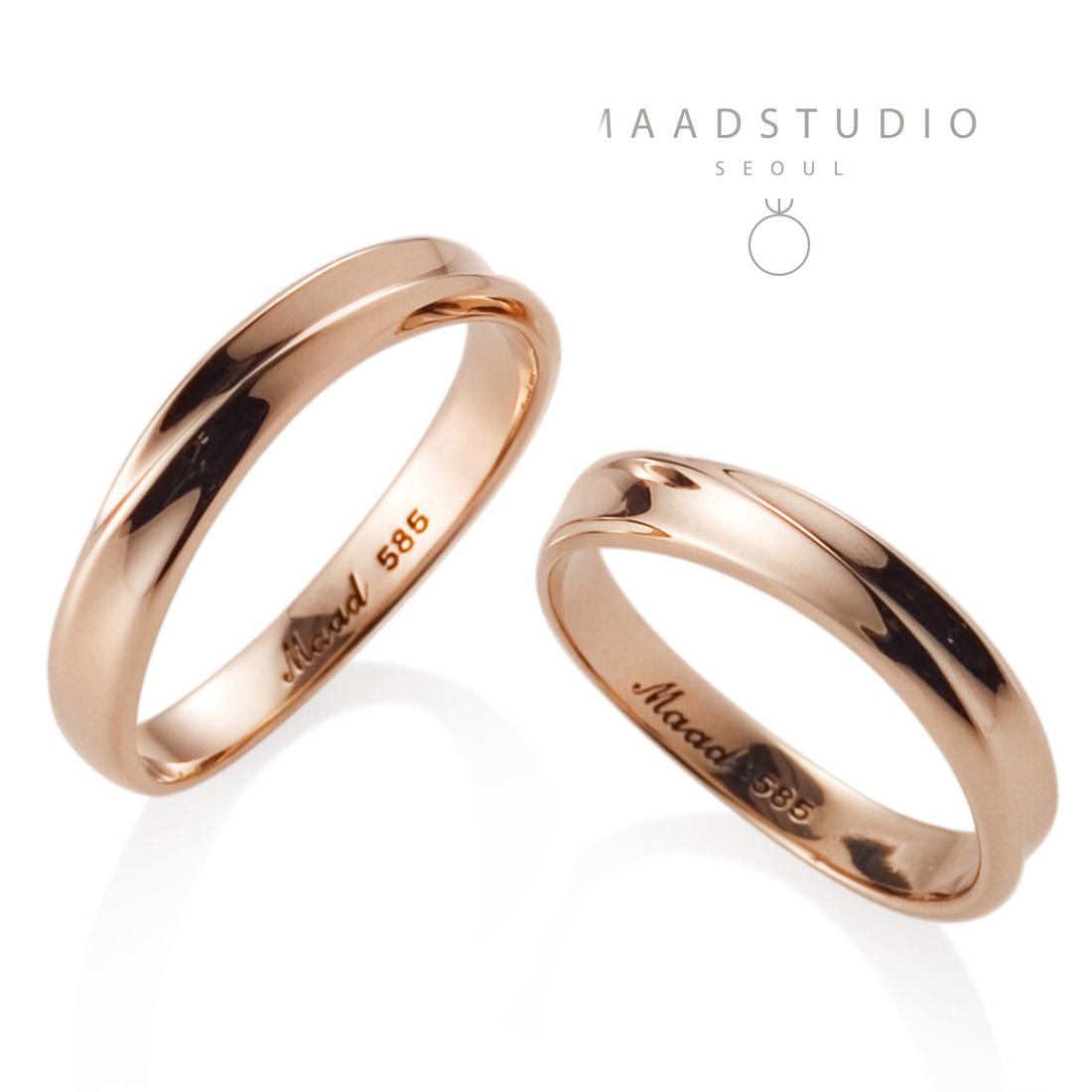 Infinity II wedding ring Set (S&S) 14k Red gold