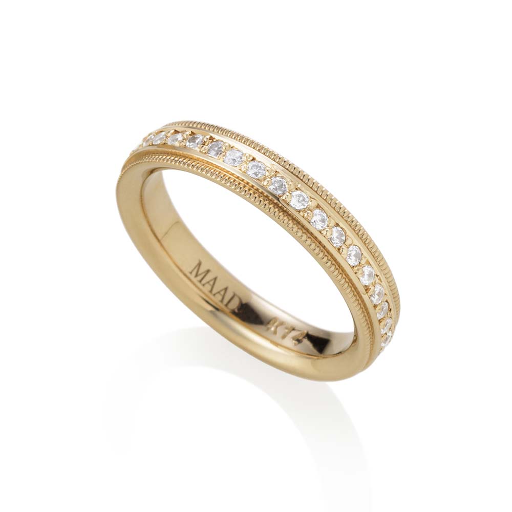 밀그레인 플랫 밴드링 (4mm) 14k CZ