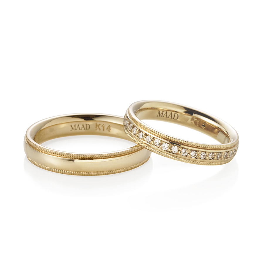 밀그레인 플랫 커플링 (4mm+4mm) 14k CZ & flat