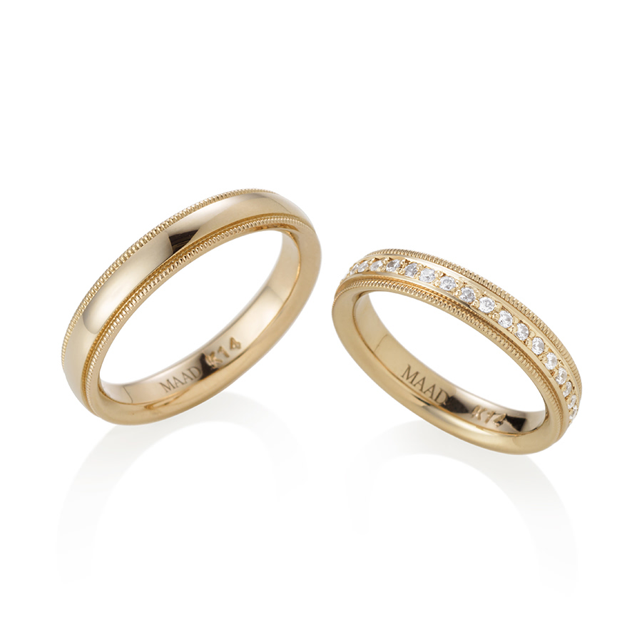 밀그레인 플랫 커플링 (4mm+4mm) 14k CZ & flat