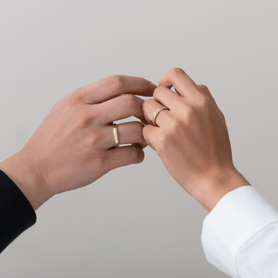 밀그레인 플랫 커플링 (4mm+4mm) 14k CZ & flat