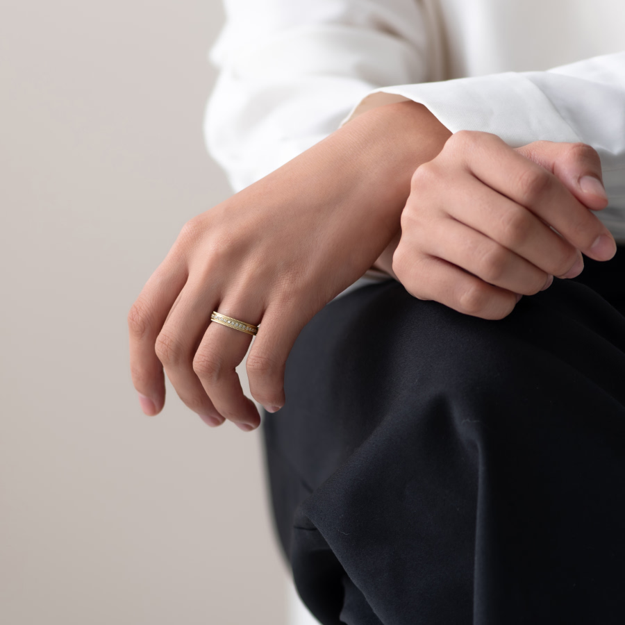 밀그레인 플랫 커플링 (4mm+4mm) 14k CZ & flat