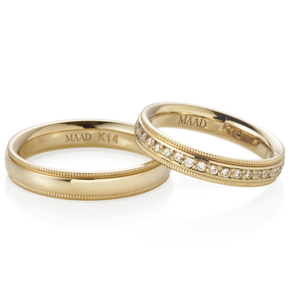 밀그레인 플랫 커플링 (4mm+4mm) 14k CZ & flat