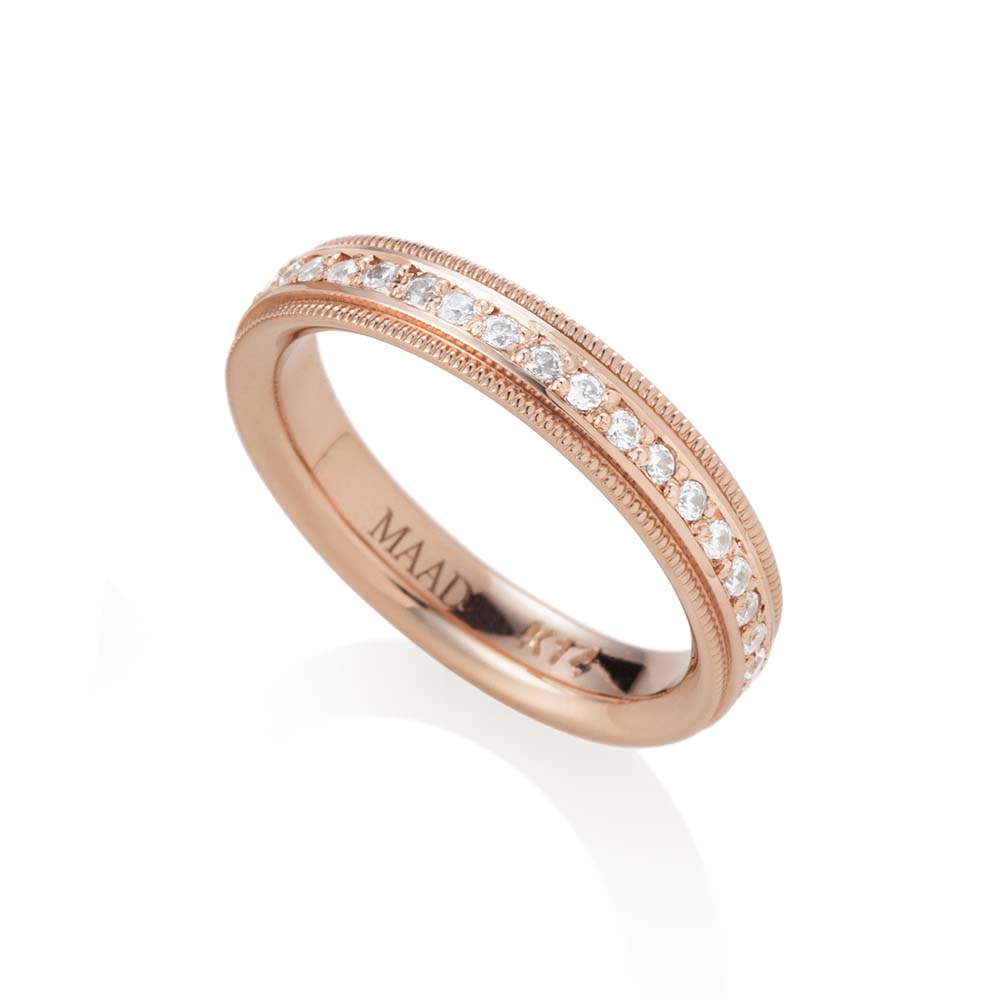 밀그레인 플랫 밴드링 (4mm) 14k 레드골드 CZ