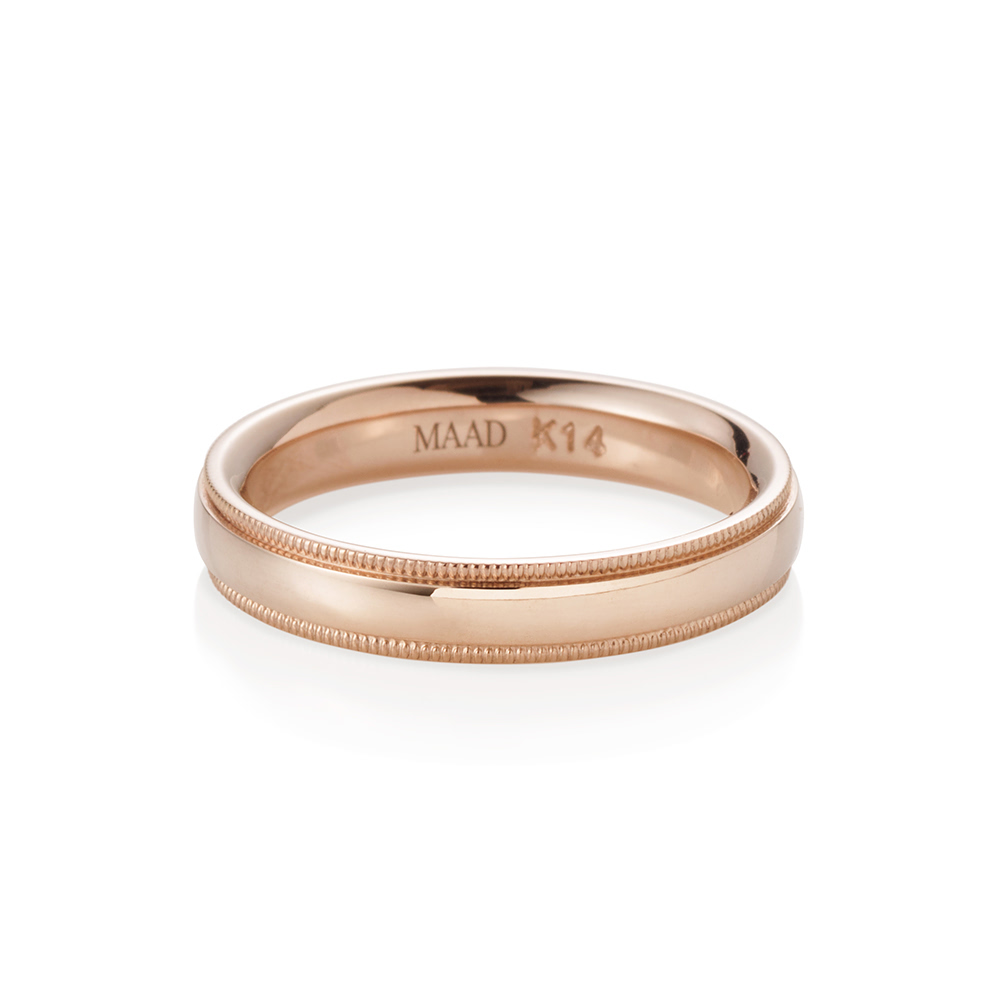 밀그레인 플랫 밴드링 (4mm) 14k 레드골드