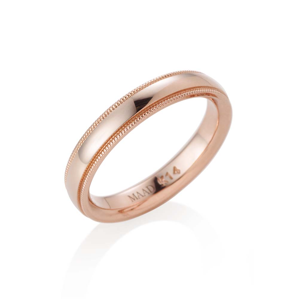 밀그레인 플랫 밴드링 (4mm) 14k 레드골드