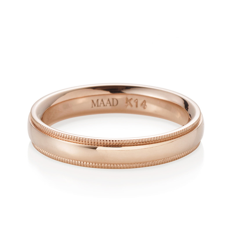밀그레인 플랫 밴드링 (4mm) 14k 레드골드
