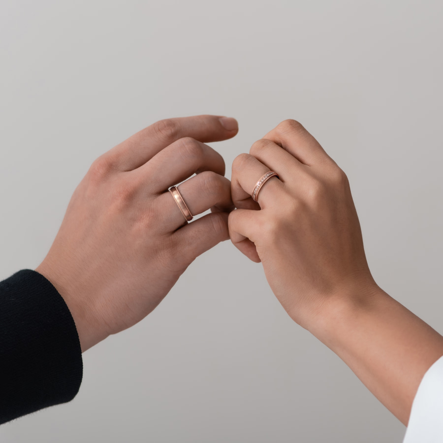 밀그레인 플랫 커플링 (4.5mm+4mm) 14k 레드골드 CZ & flat