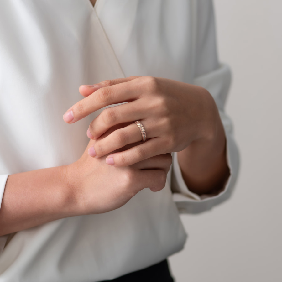 밀그레인 플랫 커플링 (4.5mm+4mm) 14k 레드골드 CZ & flat