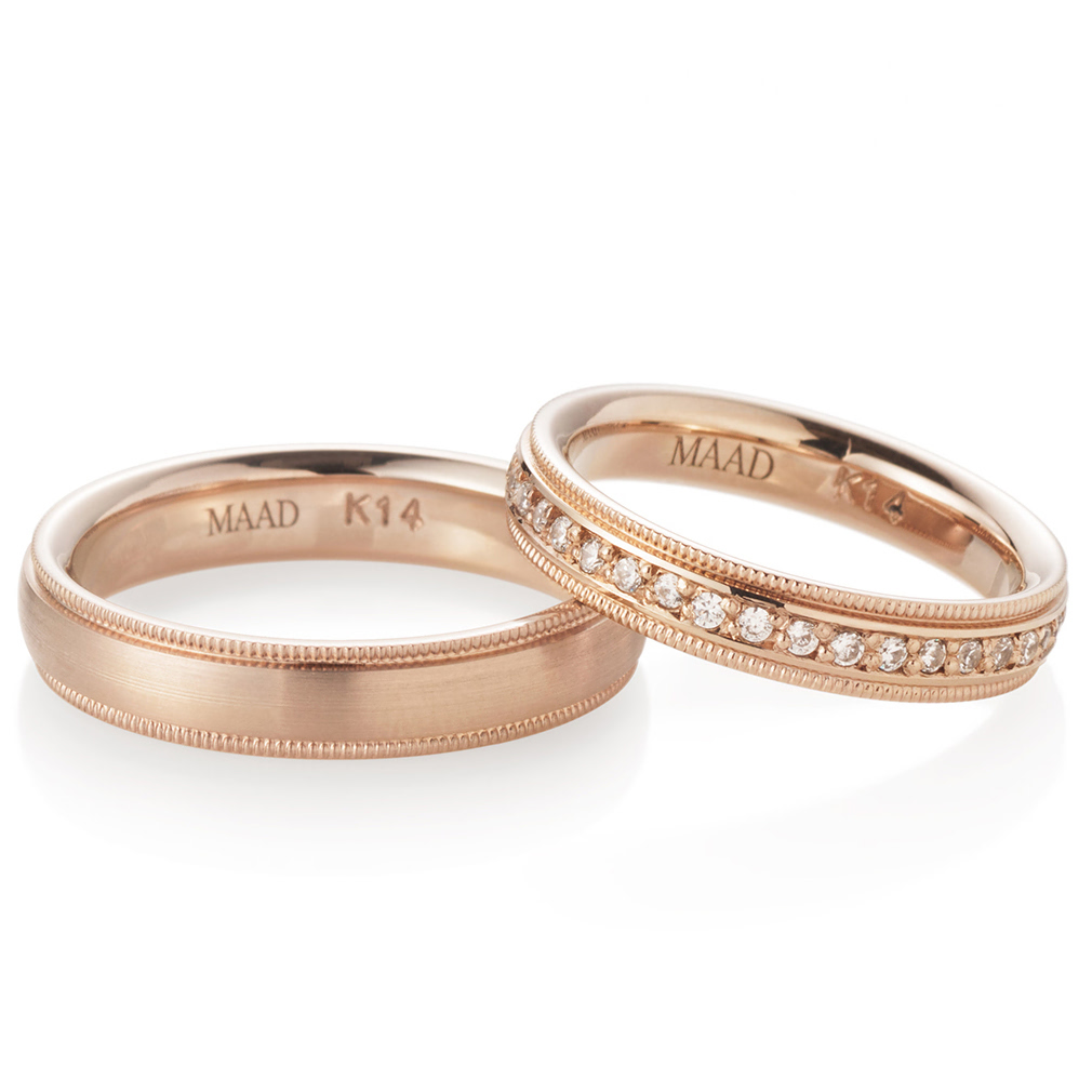 밀그레인 플랫 커플링 (4.5mm+4mm) 14k 레드골드 CZ & flat