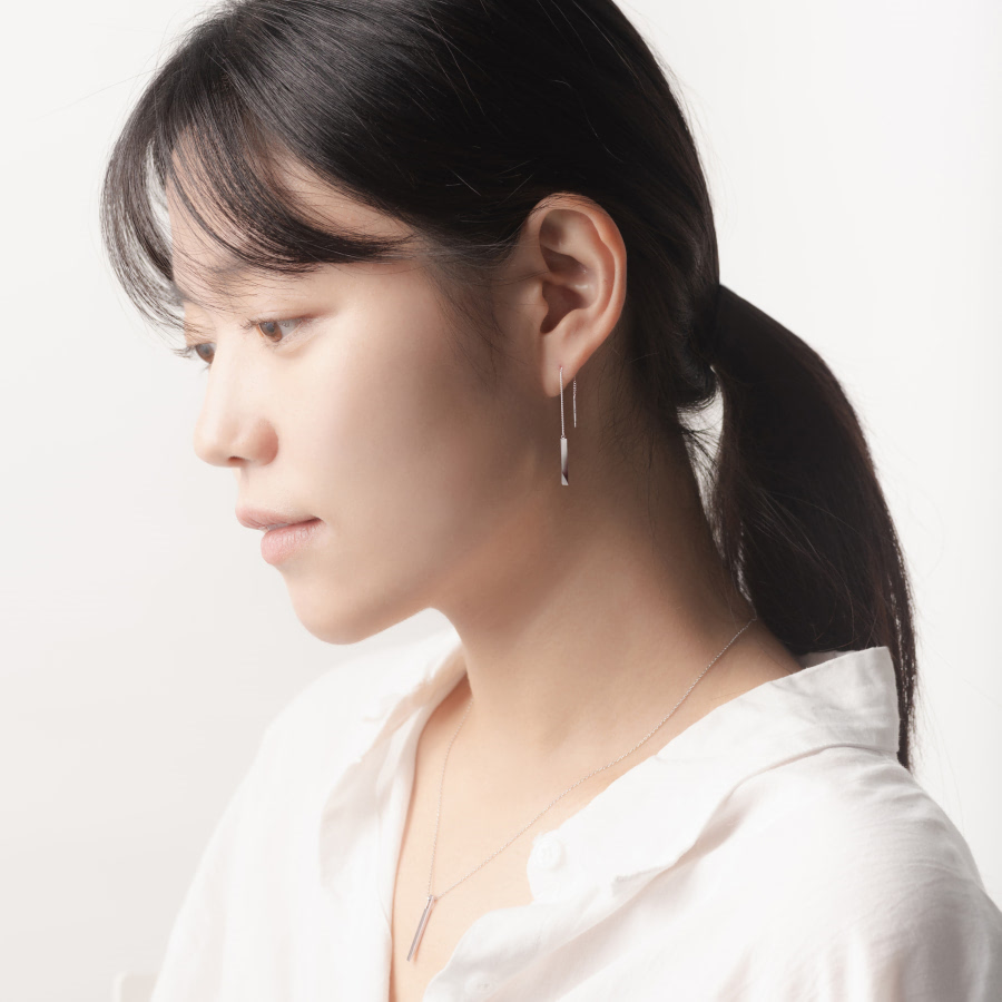 스틱 웨지 체인 Set 14k 화이트골드
