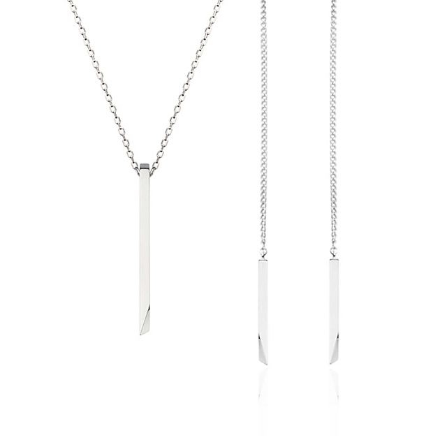 스틱 웨지 체인 Set 14k 화이트골드