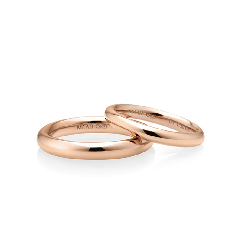 MR-I 오벌밴드_Raised 커플링 3.6mm+3.0mm (대+중) 14k 레드골드