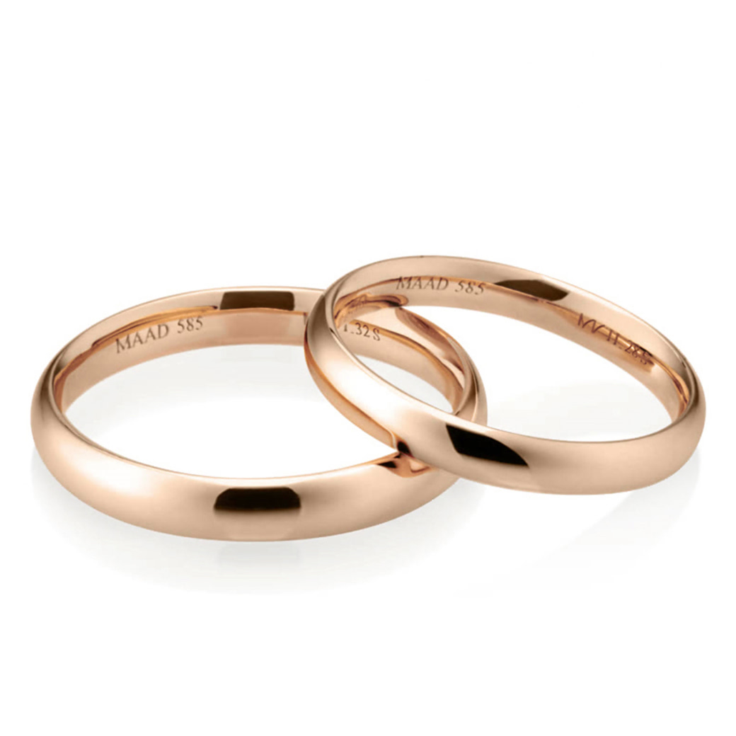 MR-II 오벌밴드 커플링 3.2mm+2.8mm (소+소) 14k 레드골드