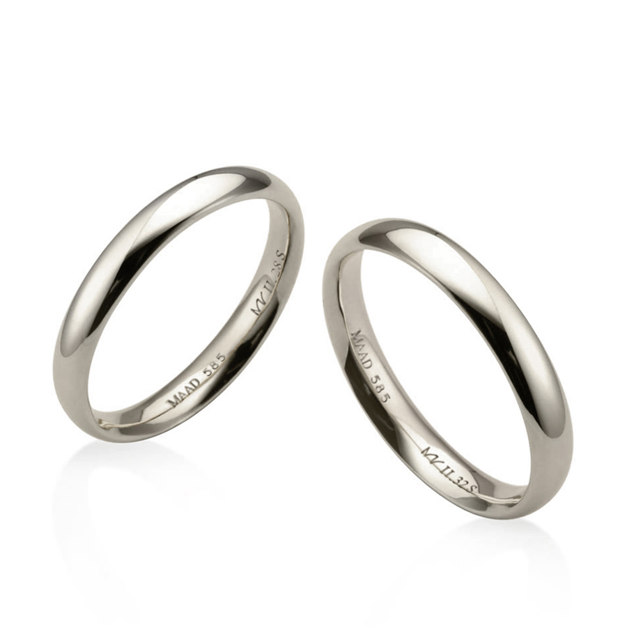 MR-II 오벌밴드 커플링 3.2mm+2.8mm (소+소) 14k 내추럴 화이트골드