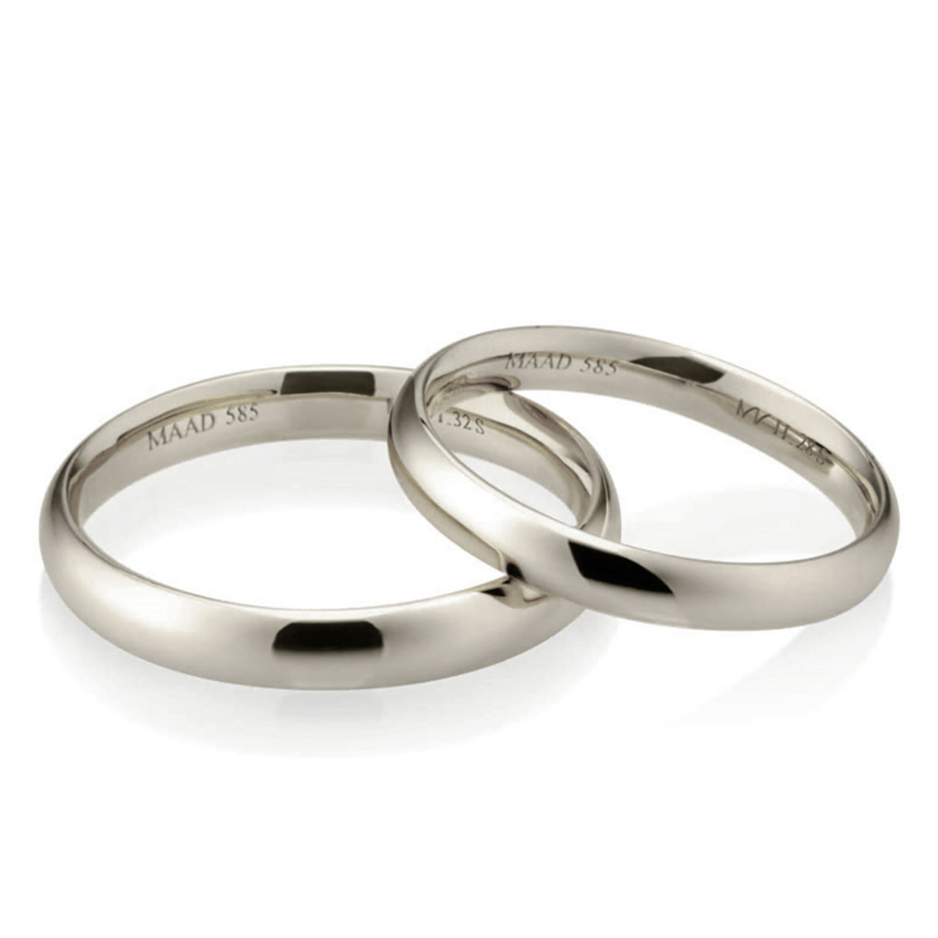 MR-II 오벌밴드 커플링 3.2mm+2.8mm (소+소) 14k 내추럴 화이트골드