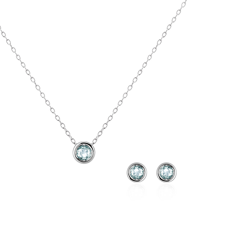 헤미스피어 Set 14k 화이트골드 aquamarine 0.2ct & 0.1ct