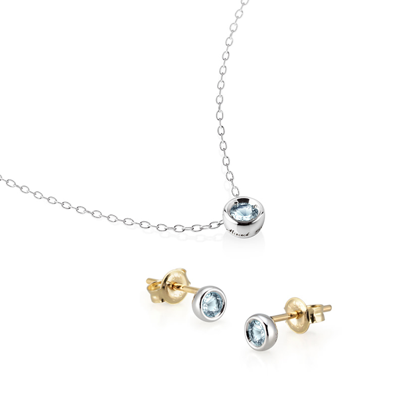 헤미스피어 Set 14k 화이트골드 aquamarine 0.2ct & 0.1ct