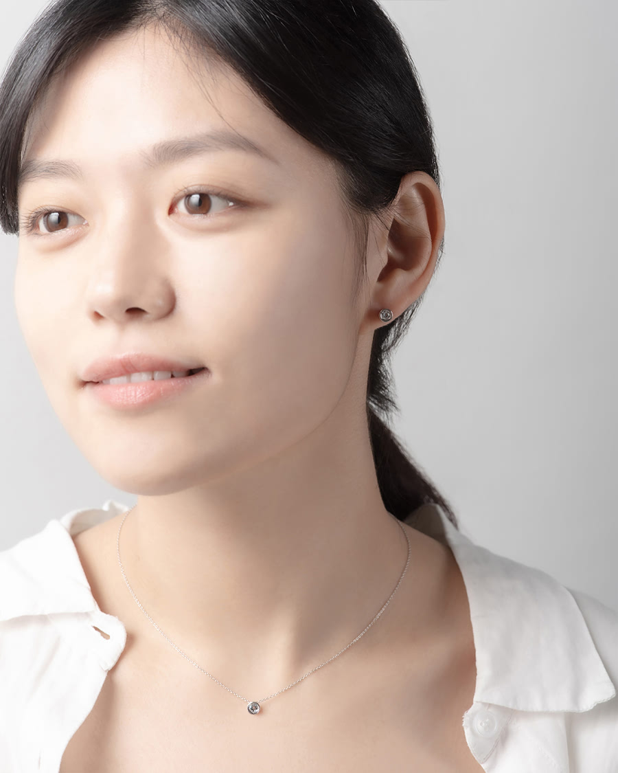 헤미스피어 Set 14k 화이트골드 aquamarine 0.2ct & 0.1ct