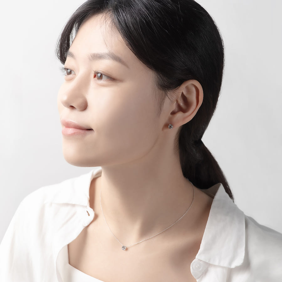 헤미스피어 Set 14k 화이트골드 aquamarine 0.2ct & 0.1ct