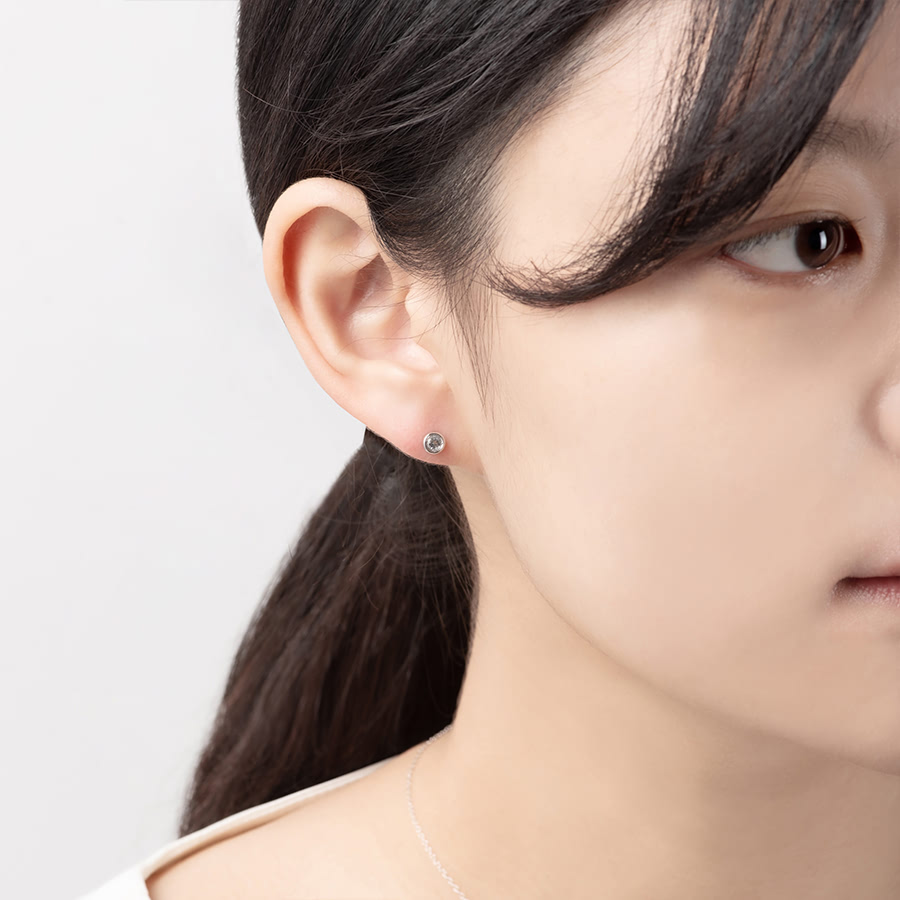 헤미스피어 Set 14k 화이트골드 aquamarine 0.2ct & 0.1ct